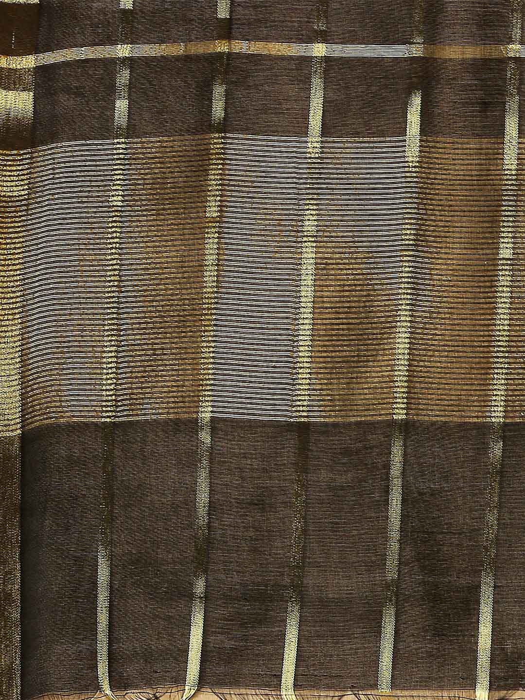 Checkered Black & Gold Blended Silk Dupatta. freeshipping - Dupatta Bazaar