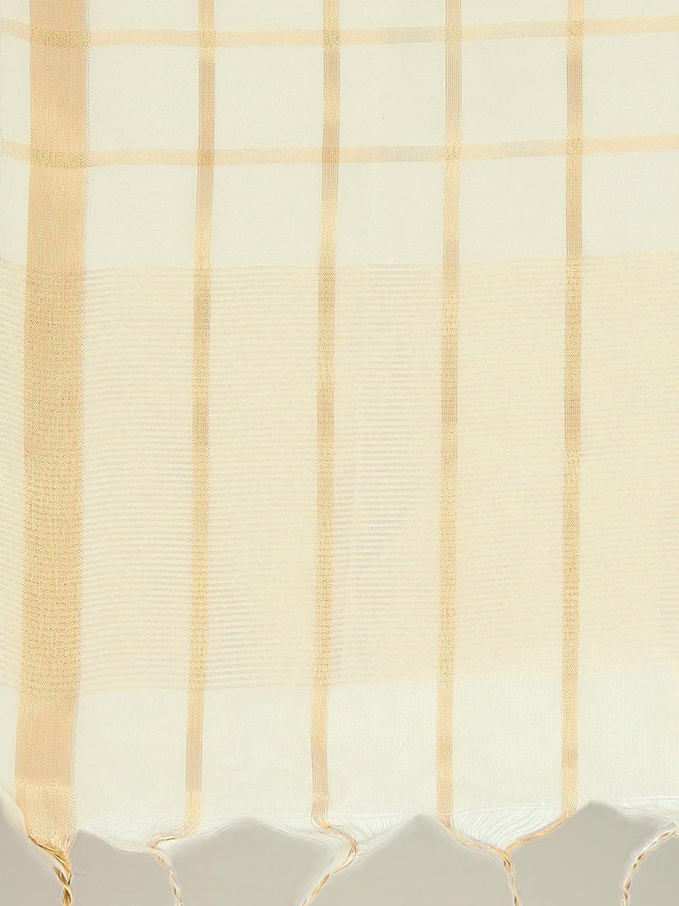 Checkered White & Gold Blended Silk Dupatta. freeshipping - Dupatta Bazaar