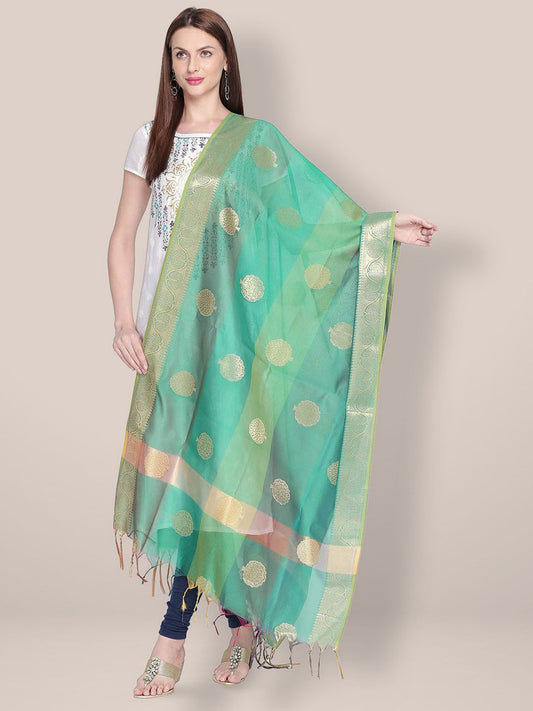 Shaded Green Banarasi Silk Dupatta freeshipping - Dupatta Bazaar