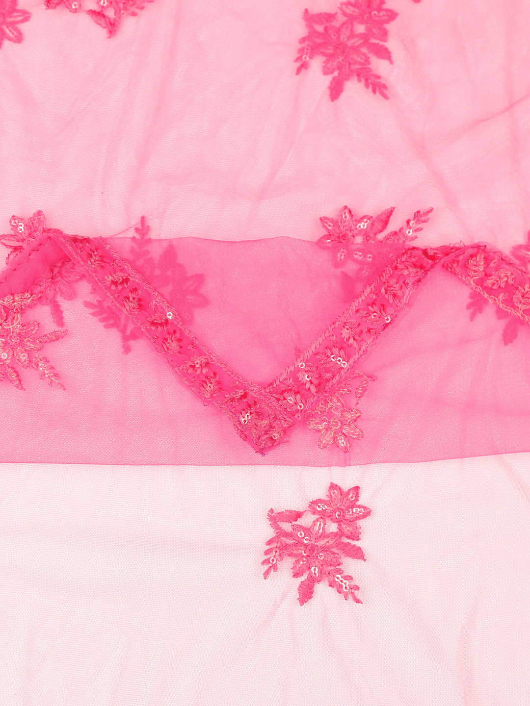 Dupatta Bazaar Woman's Embroidered Pink Net Dupatta. - Dupatta Bazaar