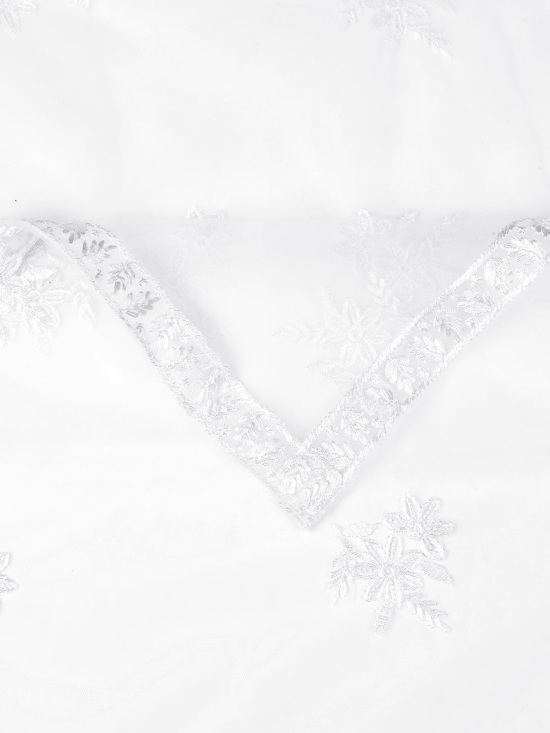 Dupatta Bazaar Woman's Embroidered White Net Dupatta. - Dupatta Bazaar