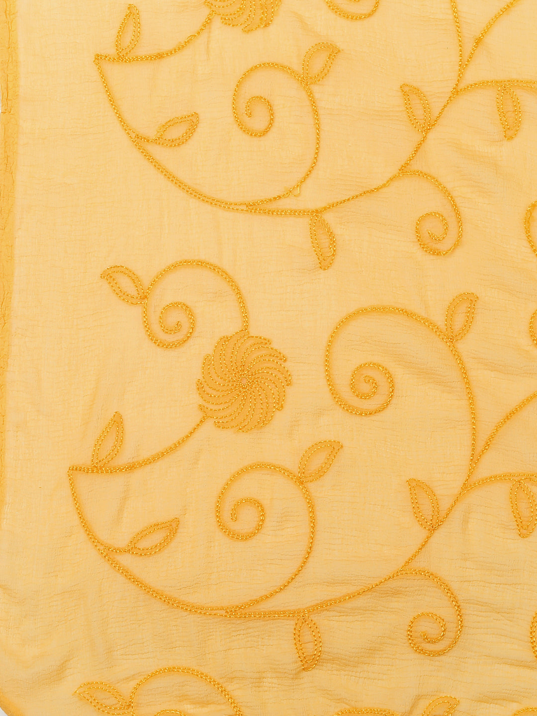 Dupatta Bazaar Woman's Embroidered Yellow Chiffon Dupatta. - Dupatta Bazaar