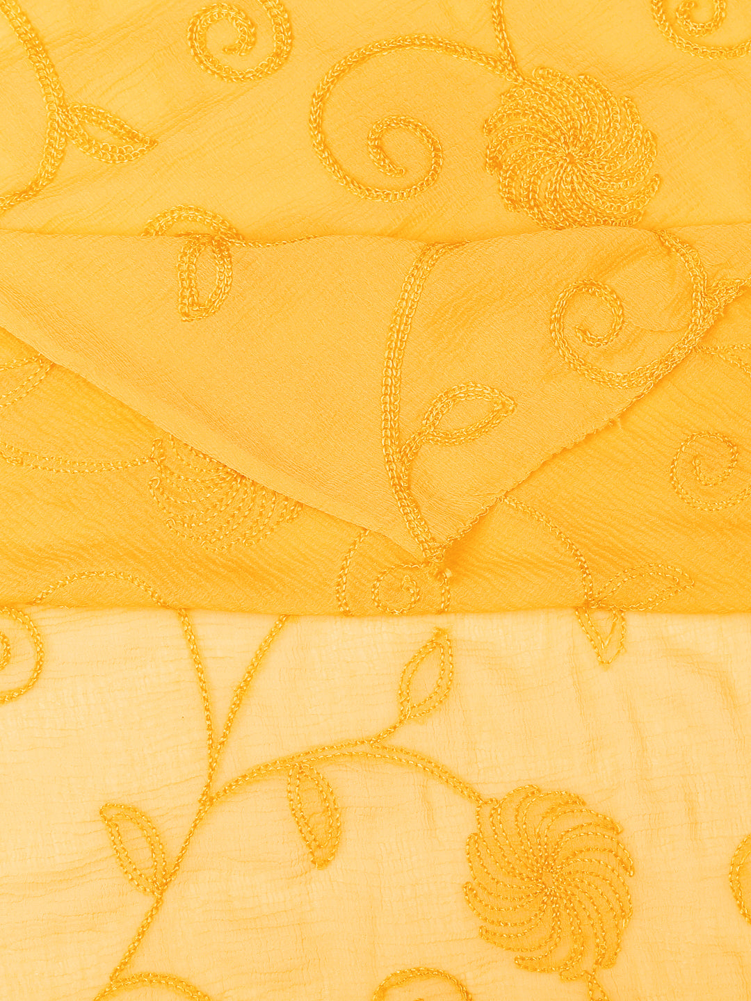 Dupatta Bazaar Woman's Embroidered Yellow Chiffon Dupatta. - Dupatta Bazaar