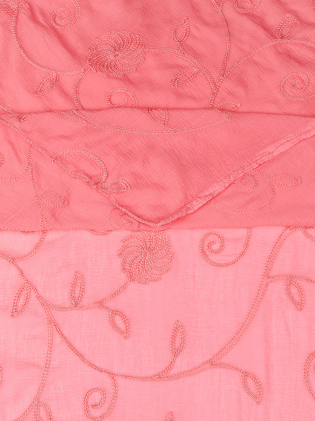 Dupatta Bazaar Woman's Embroidered Peach Chiffon Dupatta. - Dupatta Bazaar