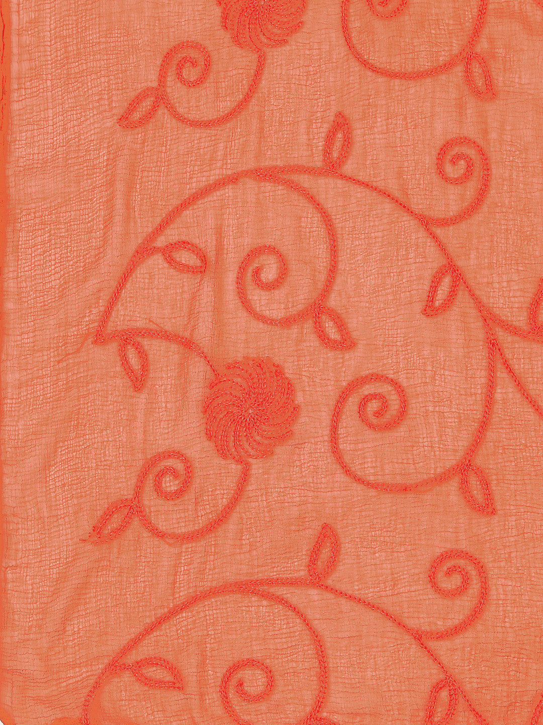 Dupatta Bazaar Woman's Embroidered Orange Chiffon Dupatta. - Dupatta Bazaar