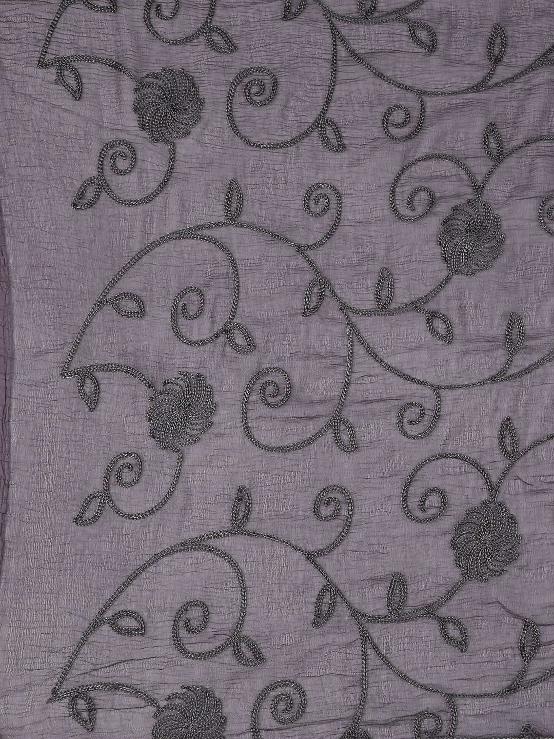 Dupatta Bazaar Woman's Embroidered Grey Chiffon Dupatta. - Dupatta Bazaar