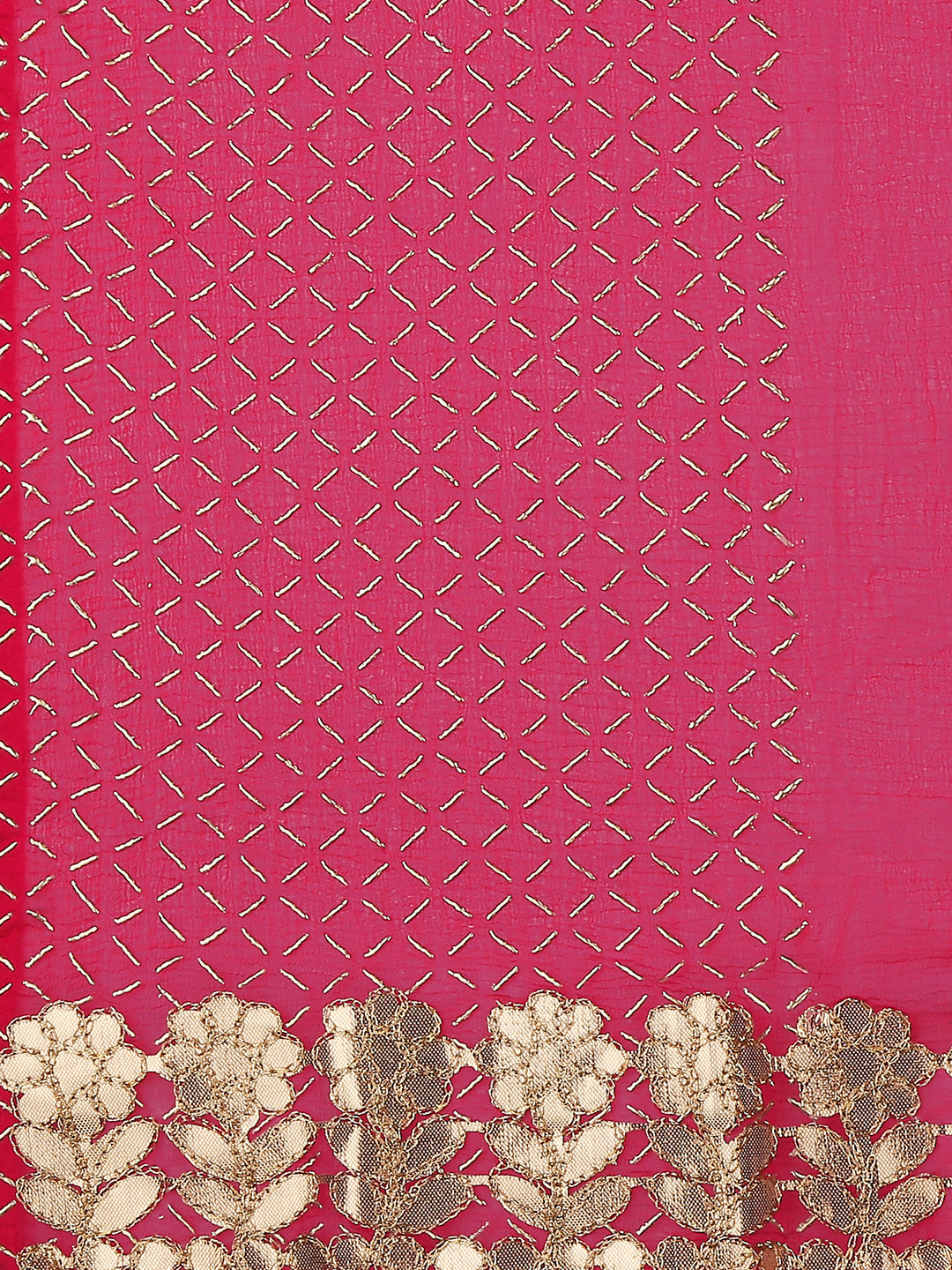 Dupatta Bazaar Woman's Embellished Chiffon Pink Dupatta with Gotta Patti work - Dupatta Bazaar