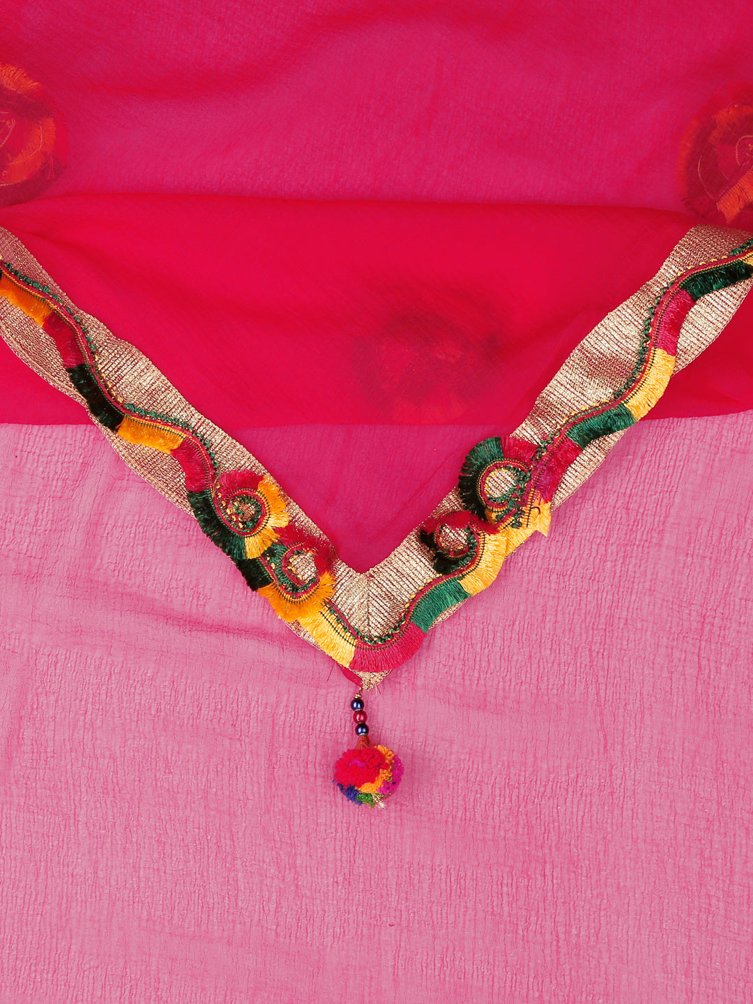 Dupatta Bazaar Woman's Embroidered Pink Chiffon Dupatta. - Dupatta Bazaar