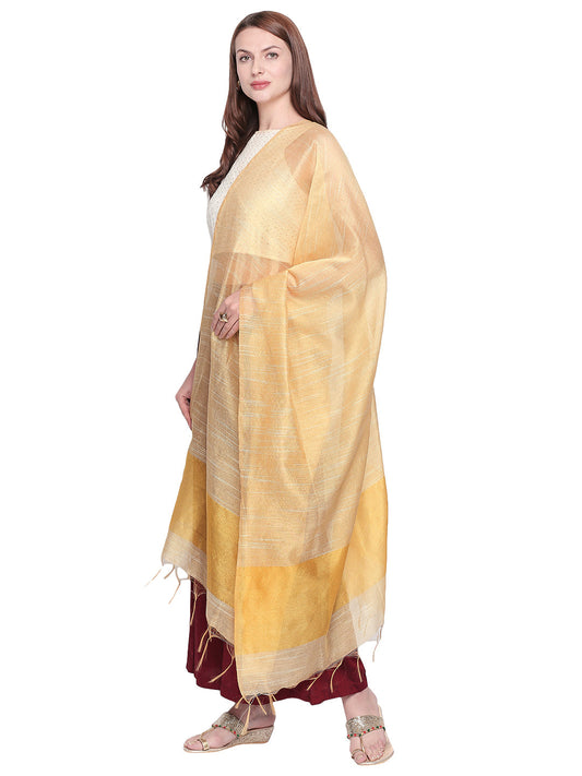 Dupatta Bazaar Woman's Blended Silk Yellow Dupatta. - Dupatta Bazaar