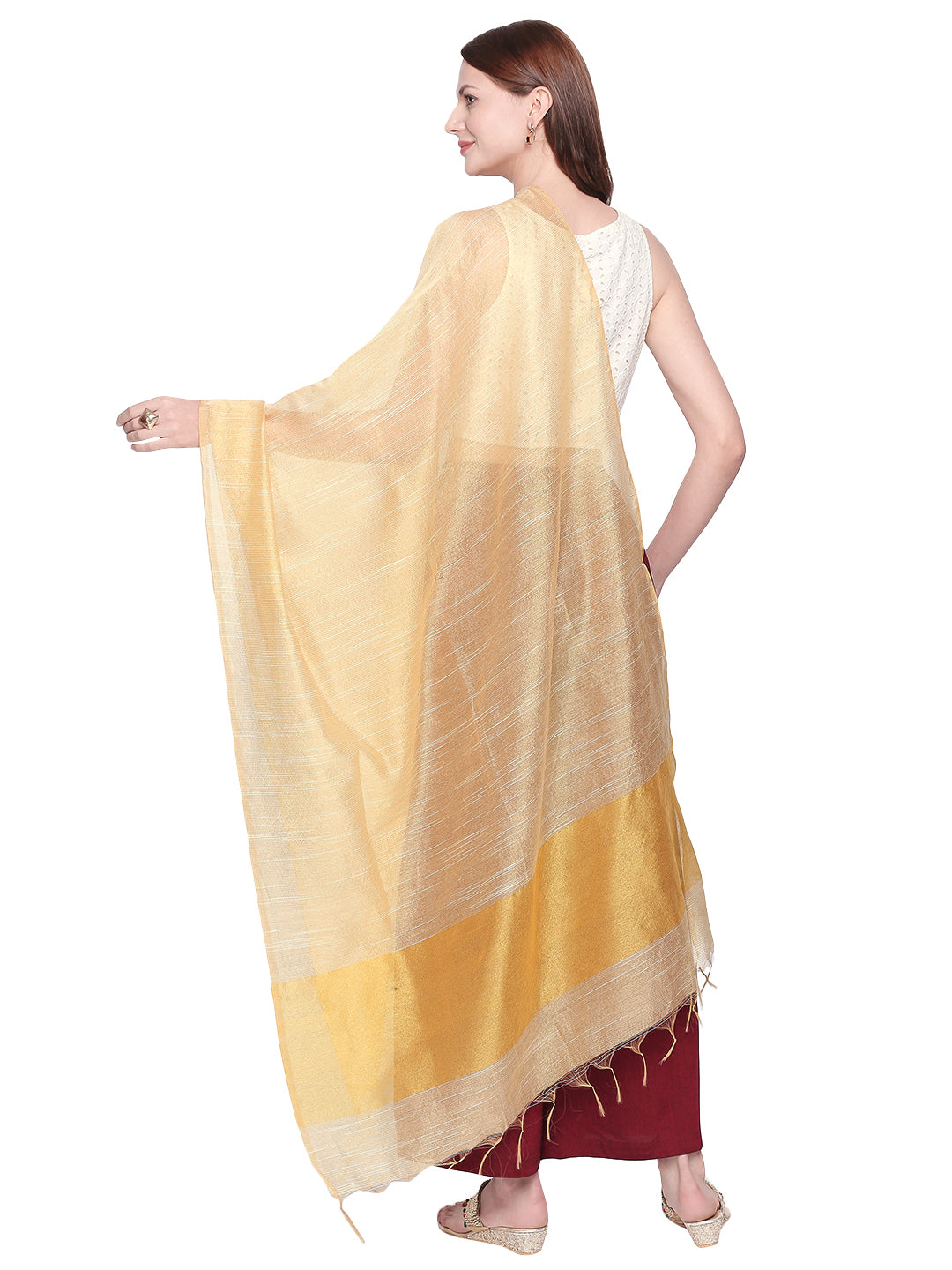 Dupatta Bazaar Woman's Blended Silk Yellow Dupatta. - Dupatta Bazaar