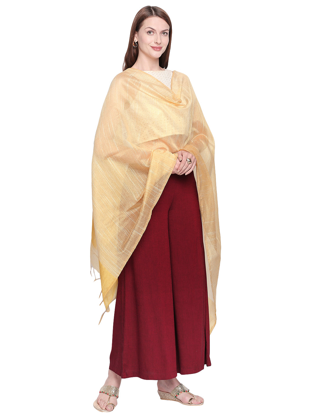 Dupatta Bazaar Woman's Blended Silk Yellow Dupatta. - Dupatta Bazaar