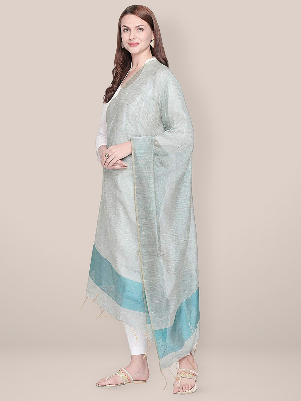 Blended Silk Green Dupatta. freeshipping - Dupatta Bazaar