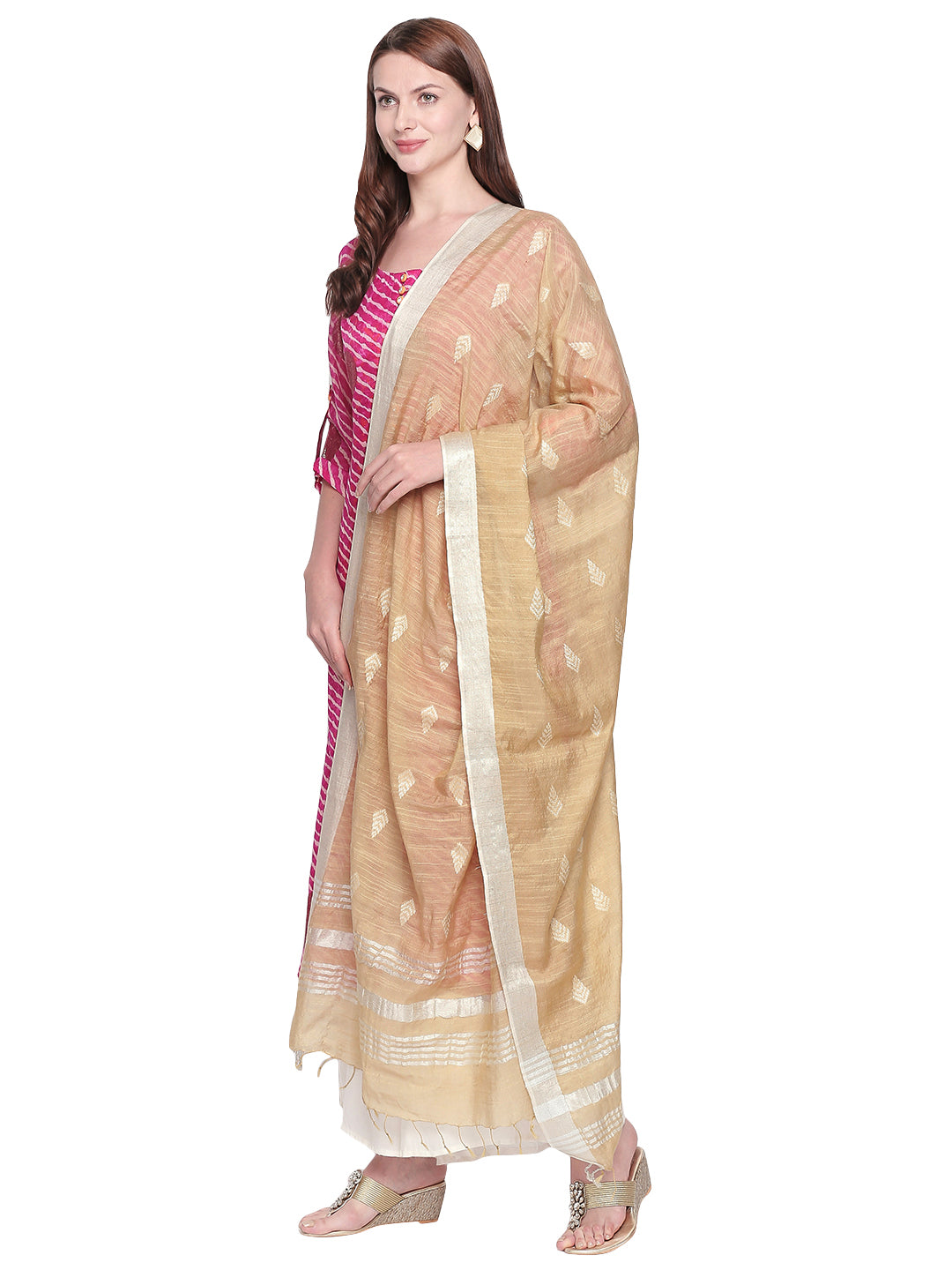 Dupatta Bazaar Woman's Gold Woven Cotton Silk Dupatta. - Dupatta Bazaar