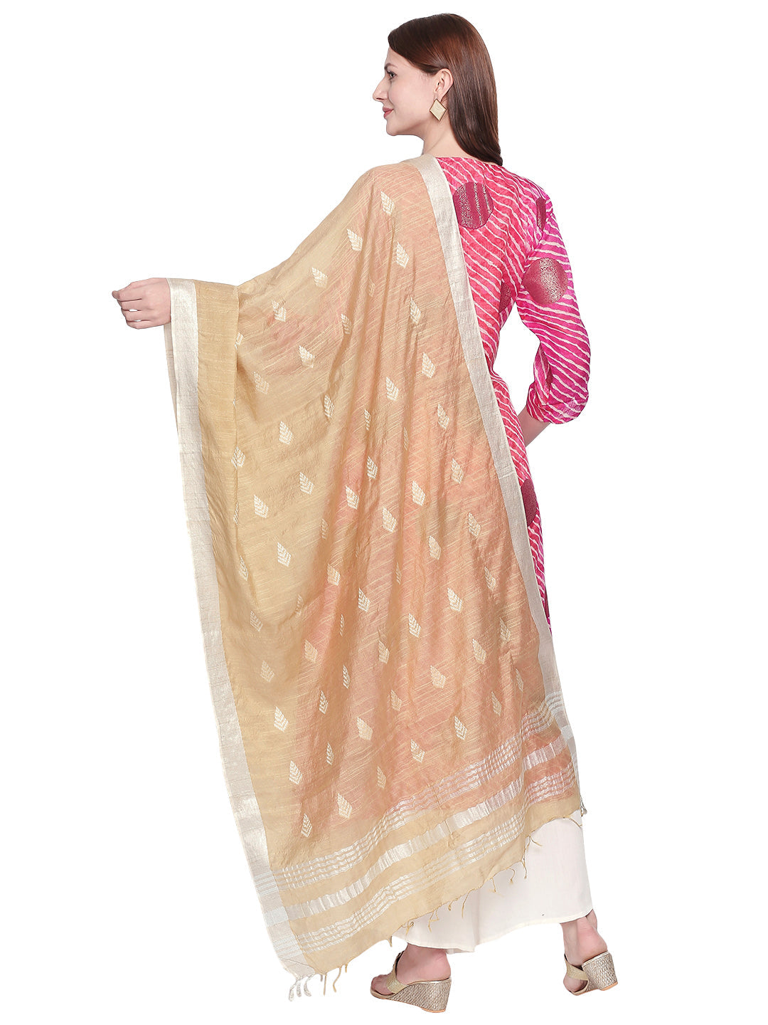 Dupatta Bazaar Woman's Gold Woven Cotton Silk Dupatta. - Dupatta Bazaar