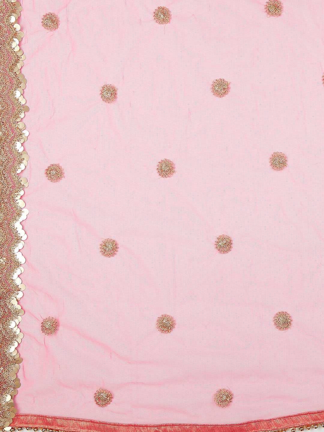 Dupatta Bazaar Woman's Embroidered Pink Net Dupatta. - Dupatta Bazaar