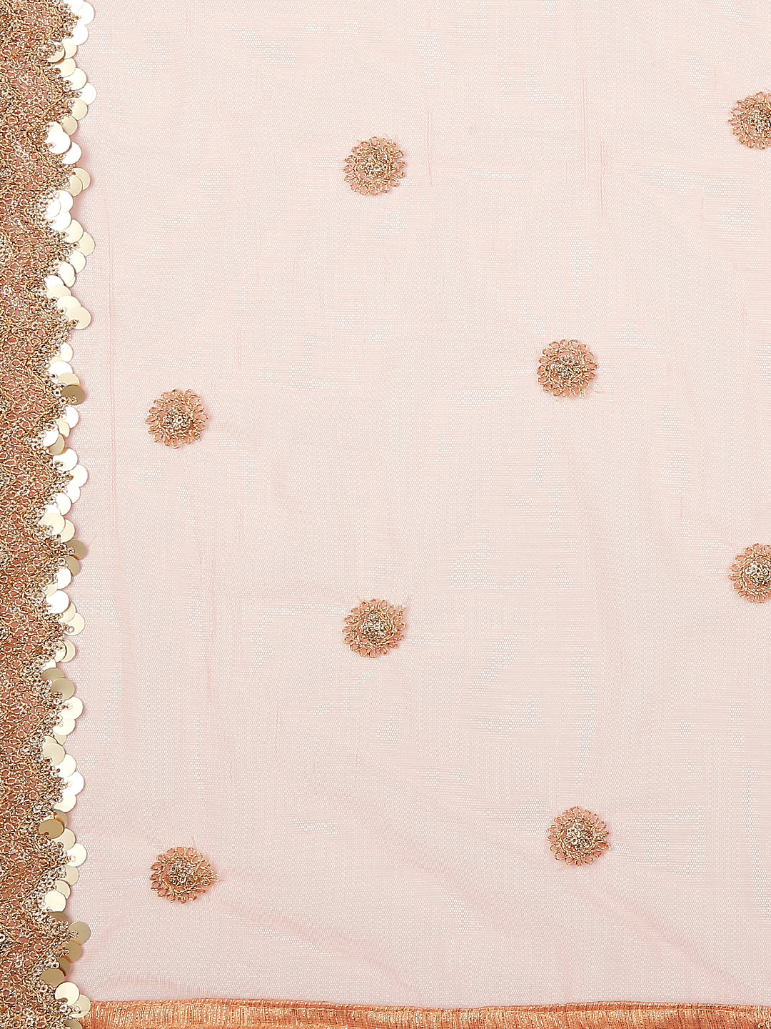 Dupatta Bazaar Woman's Embroidered Peach Net Dupatta. - Dupatta Bazaar