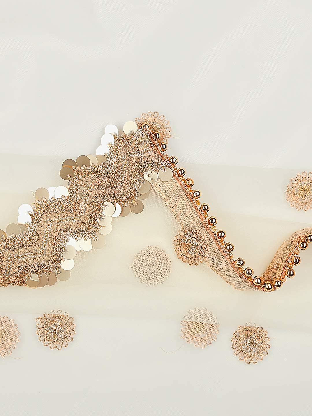 Embroidered Cream Net Dupatta. freeshipping - Dupatta Bazaar