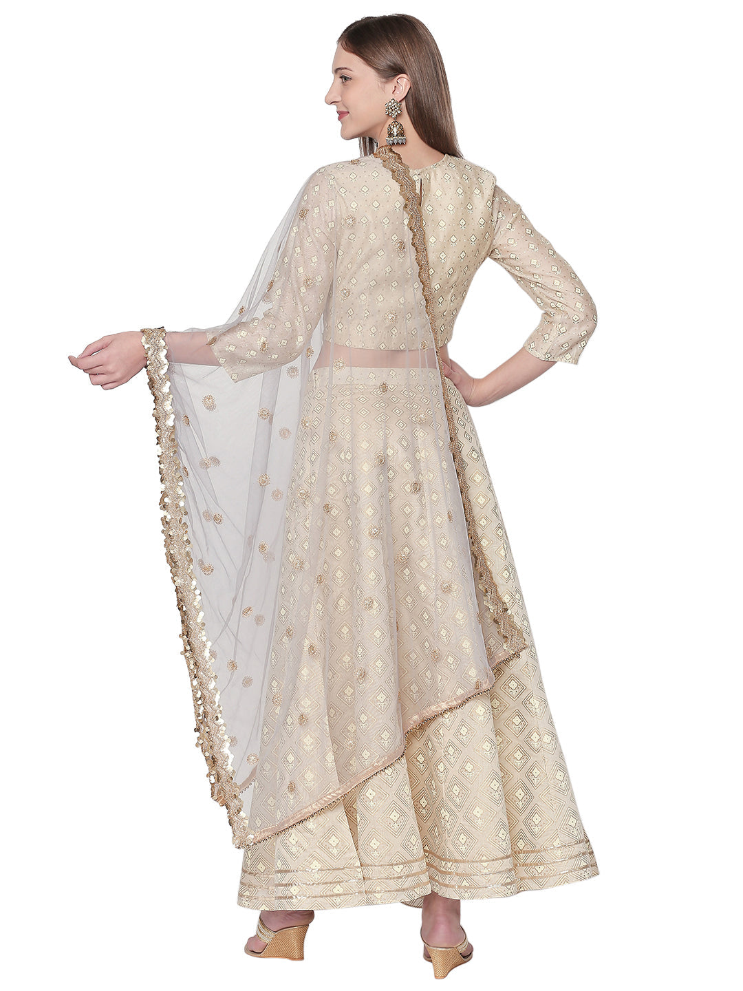 Dupatta Bazaar Woman's Embroidered Grey Net Dupatta. - Dupatta Bazaar