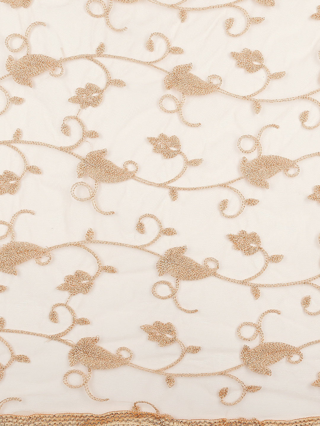 Dupatta Bazaar Woman's Embroidered Gold Net Dupatta. - Dupatta Bazaar