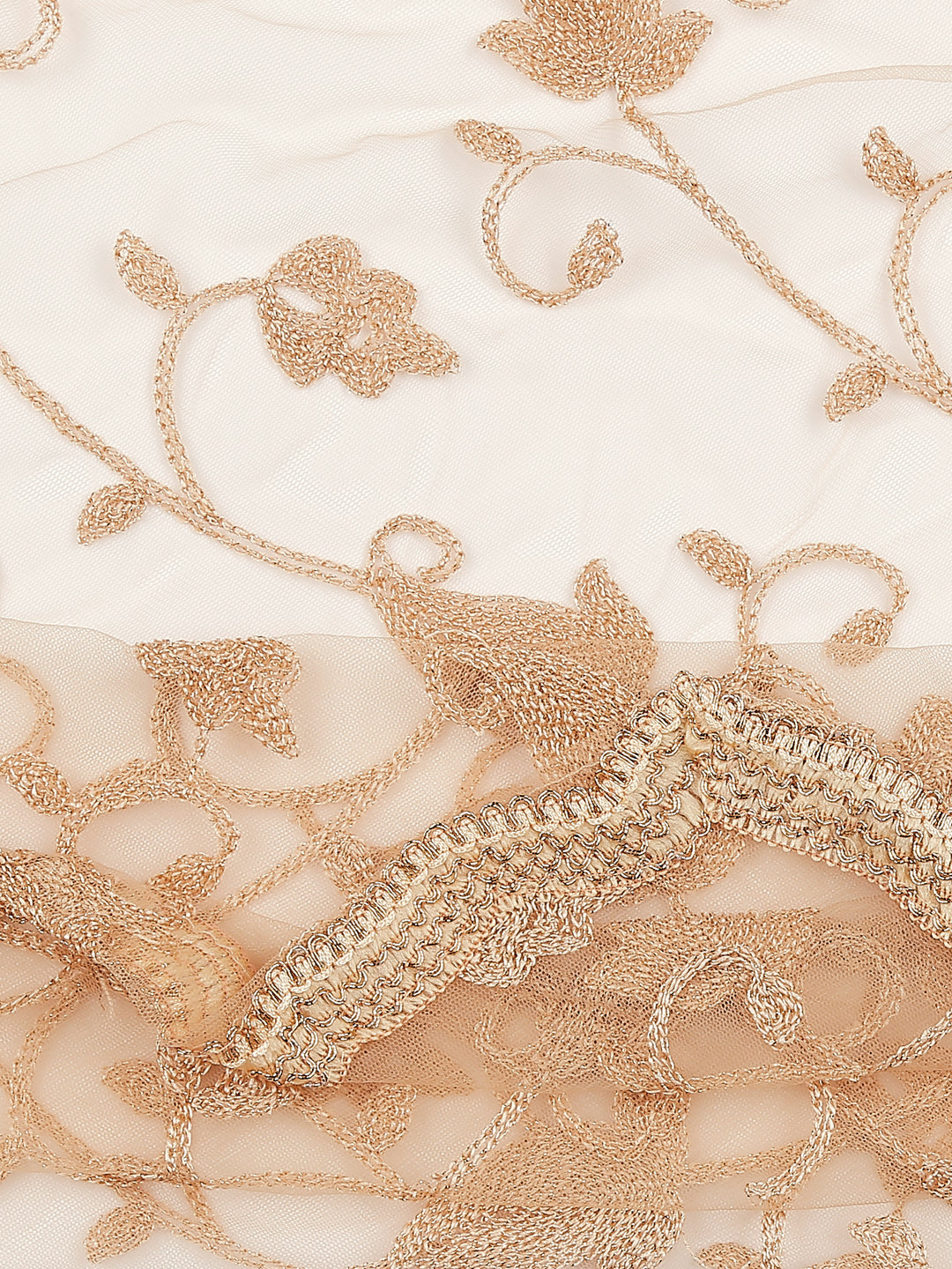 Dupatta Bazaar Woman's Embroidered Gold Net Dupatta. - Dupatta Bazaar