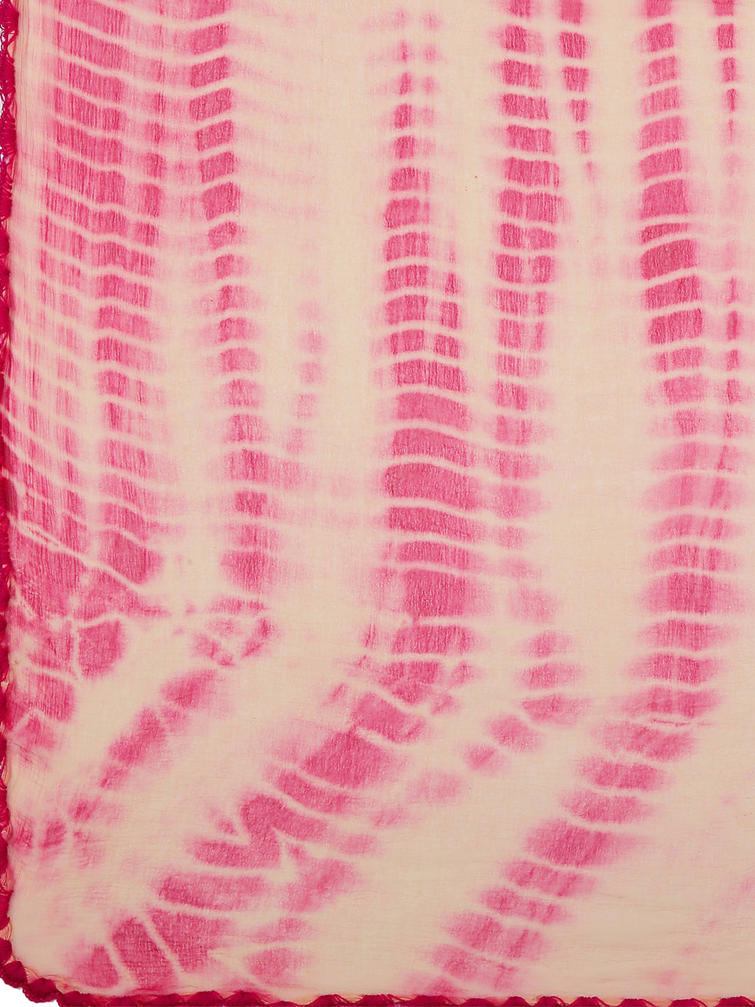 Dupatta Bazaar Woman's Shibori Dyed Magenta & Off White Chiffon dupatta.. - Dupatta Bazaar