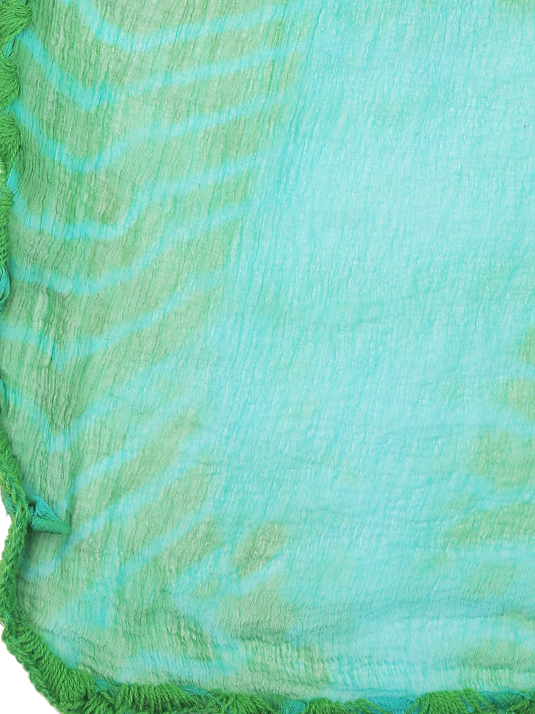 Dupatta Bazaar Woman's Shibori Dyed Green & Blue White Chiffon dupatta.. - Dupatta Bazaar