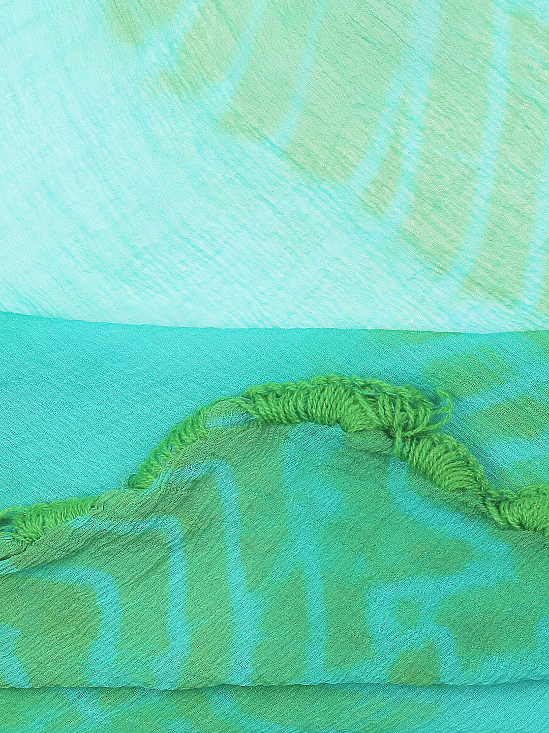 Dupatta Bazaar Woman's Shibori Dyed Green & Blue White Chiffon dupatta.. - Dupatta Bazaar
