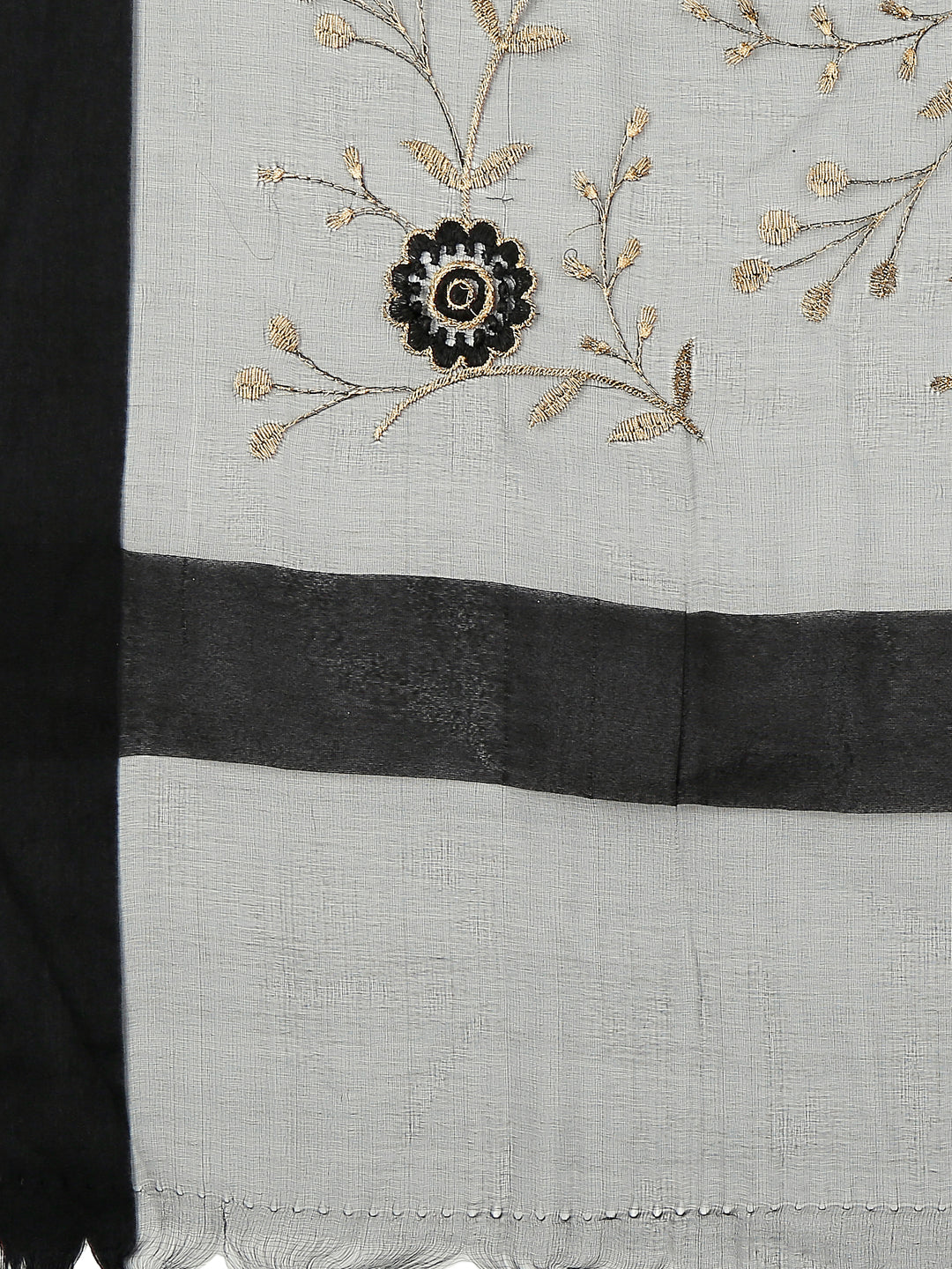 Dupatta Bazaar Woman's Gold Embroidered Black Organza Dupatta - Dupatta Bazaar