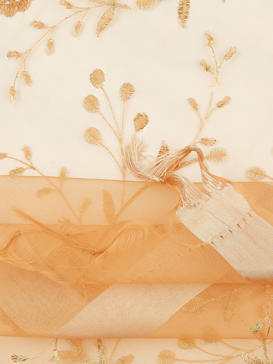 Dupatta Bazaar Woman's Gold Embroidered Organza Dupatta - Dupatta Bazaar