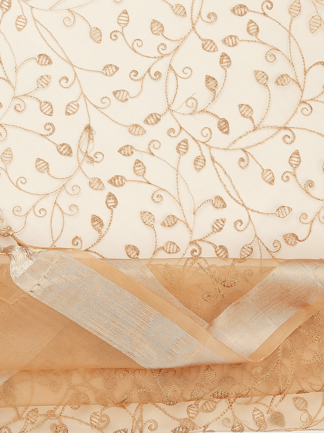 Dupatta Bazaar Woman's Embroidered Gold Organza Dupatta - Dupatta Bazaar