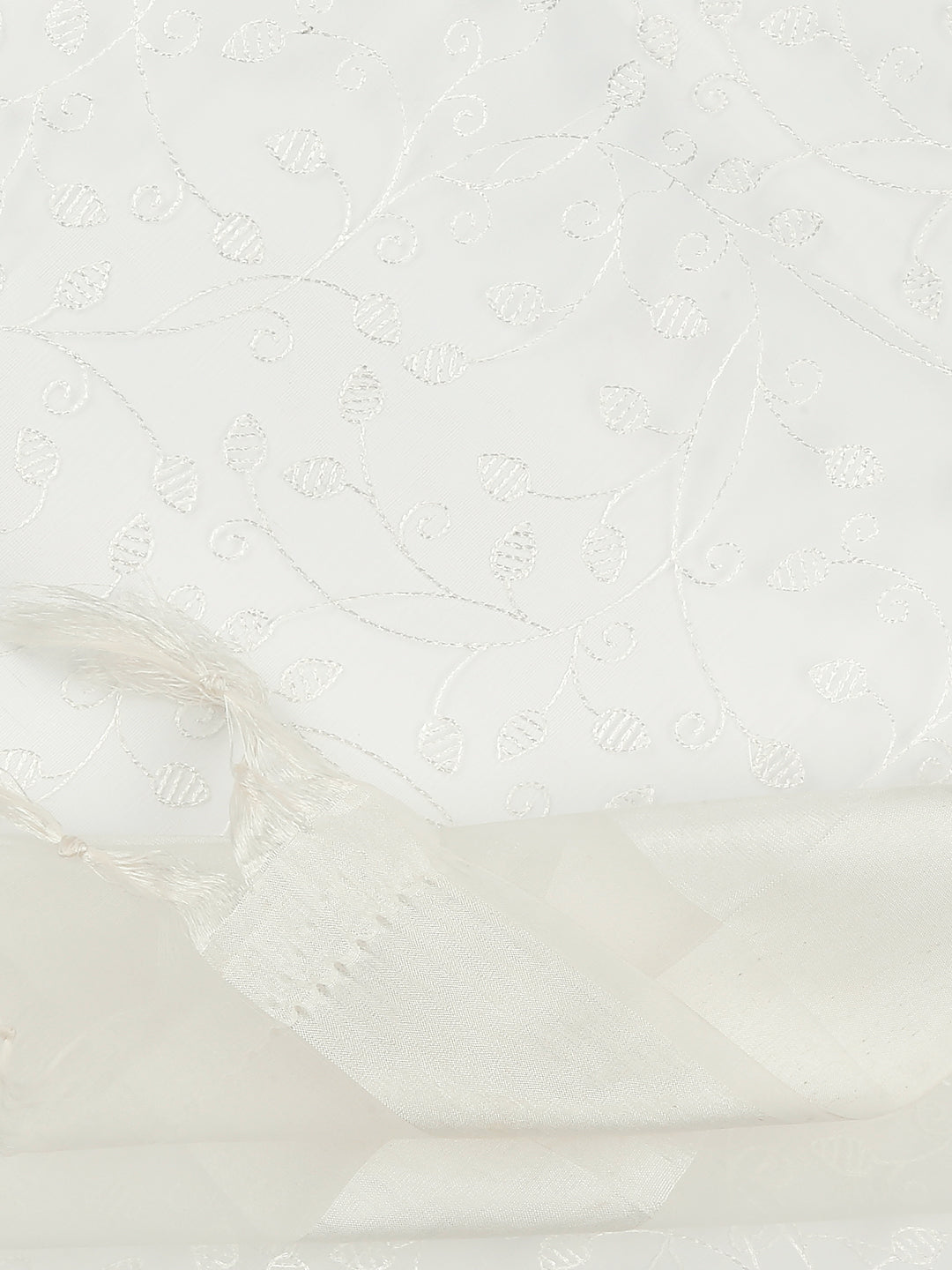 Dupatta Bazaar Woman's Embroidered White Organza Dupatta - Dupatta Bazaar