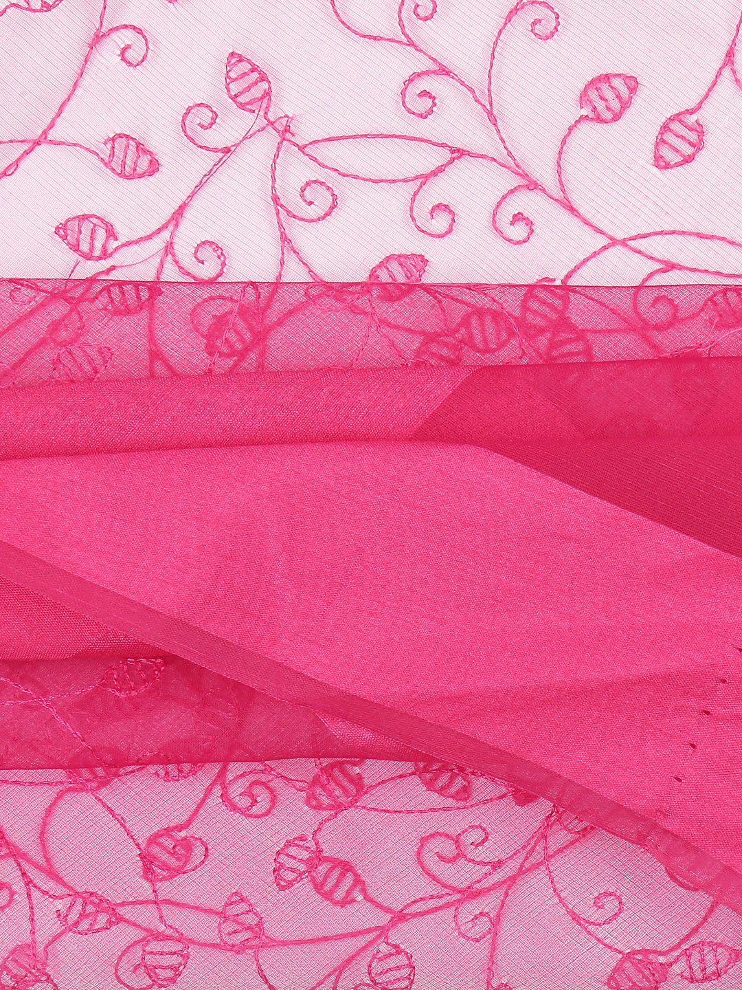 Dupatta Bazaar Woman's Embroidered Pink Organza Dupatta - Dupatta Bazaar