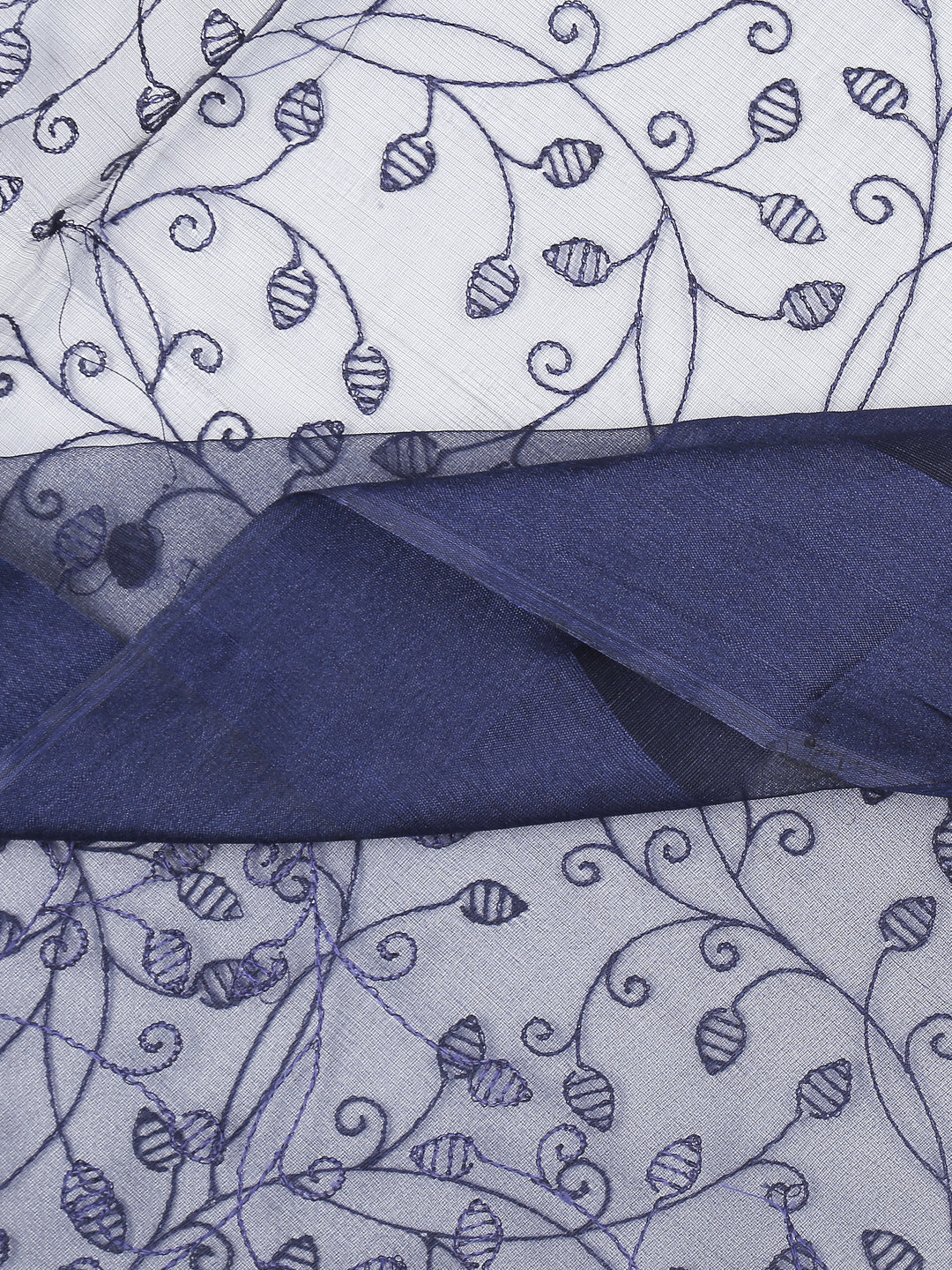 Dupatta Bazaar Woman's Embroidered Blue Organza Dupatta - Dupatta Bazaar