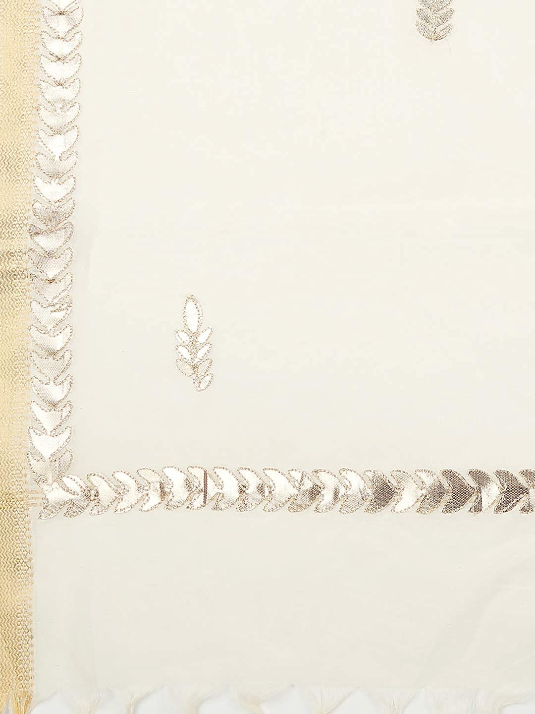 Off White Cotton Silk Dupatta with Gold Gotta. freeshipping - Dupatta Bazaar