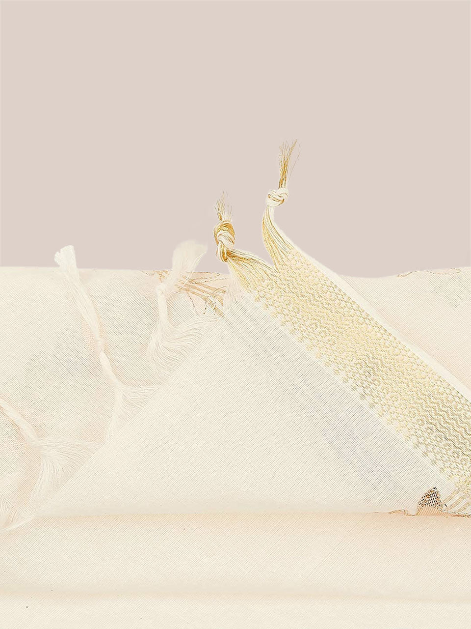 Off White Cotton Silk Dupatta with Gold Gotta. freeshipping - Dupatta Bazaar