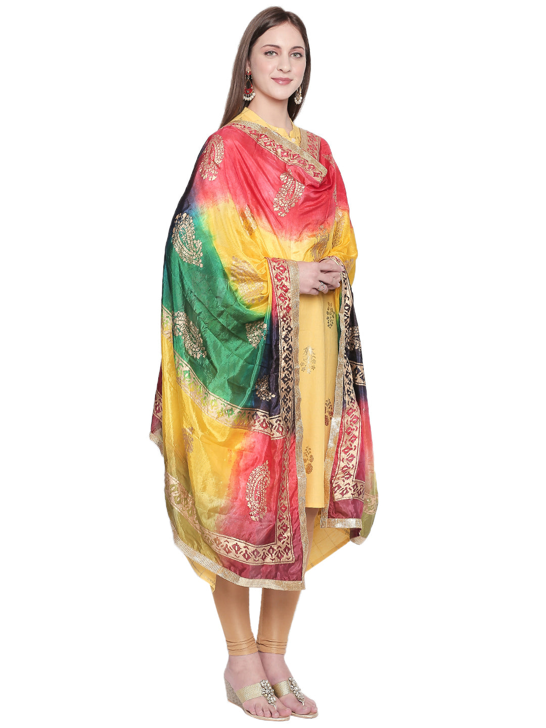 Dupatta Bazaar Woman's Multicoloured Art Silk Dupatta. - Dupatta Bazaar