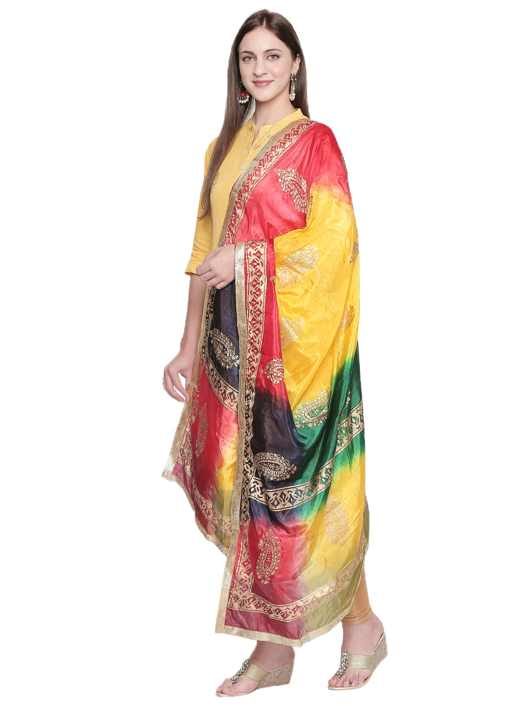 Dupatta Bazaar Woman's Multicoloured Art Silk Dupatta. - Dupatta Bazaar