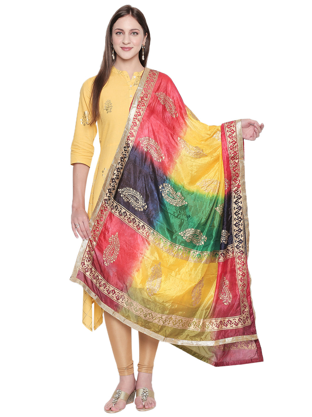 Dupatta Bazaar Woman's Multicoloured Art Silk Dupatta. - Dupatta Bazaar