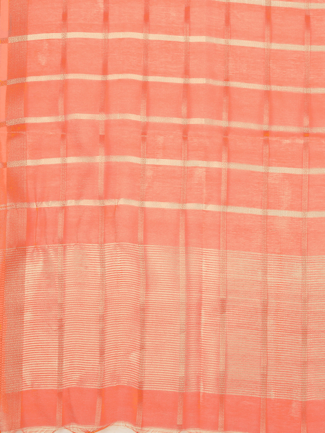 Dupatta Bazaar Woman's Orange and Gold Blended Silk Dupatta. - Dupatta Bazaar