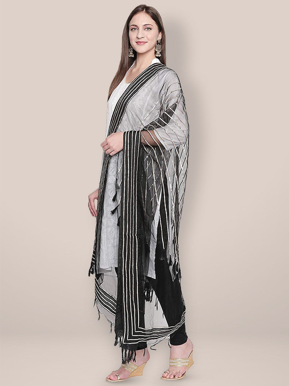 Black Organza Dupatta with Gotta lace. freeshipping - Dupatta Bazaar
