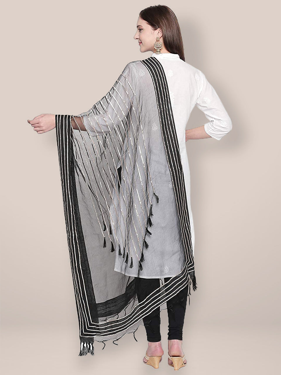 Black Organza Dupatta with Gotta lace. freeshipping - Dupatta Bazaar