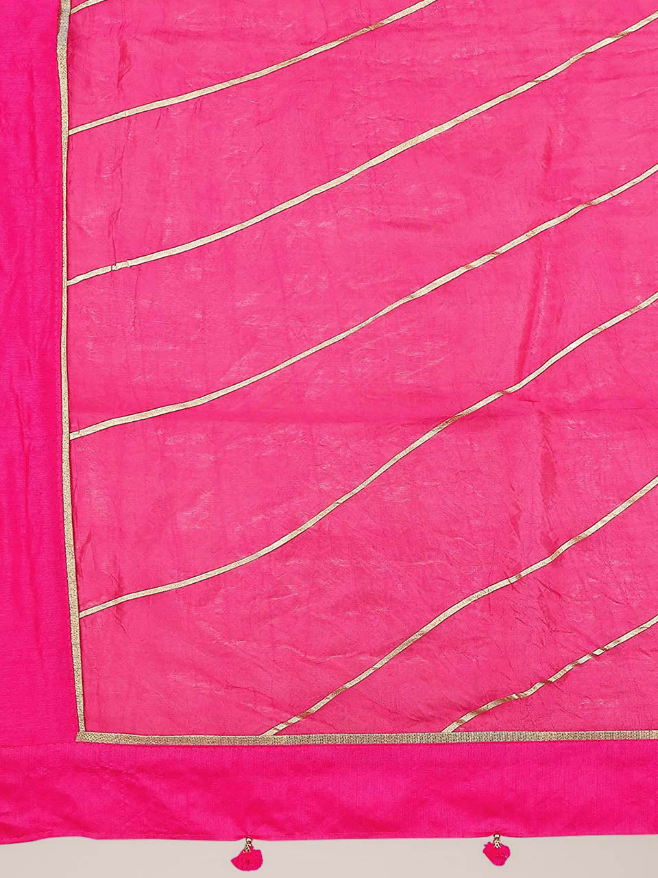 Pink & Gold Art Silk Dupatta with Gotta lace. freeshipping - Dupatta Bazaar