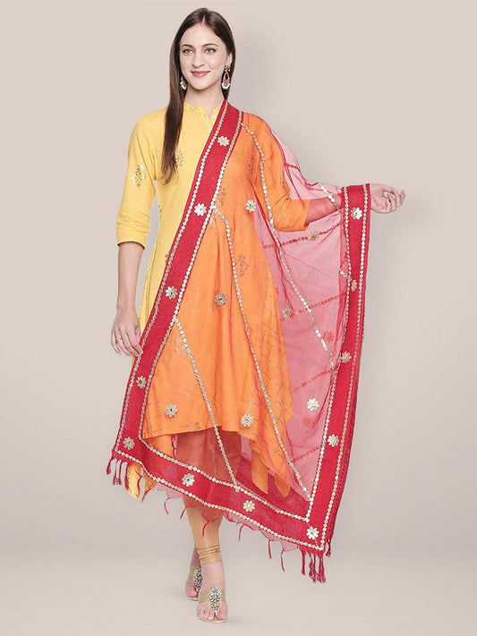 Red Organza Dupatta with Gotta Patti Work. freeshipping - Dupatta Bazaar