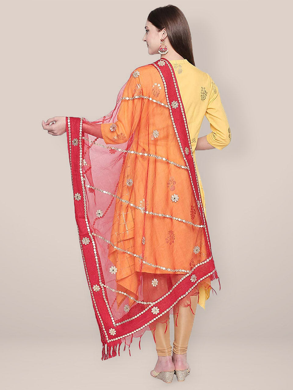Red Organza Dupatta with Gotta Patti Work. freeshipping - Dupatta Bazaar