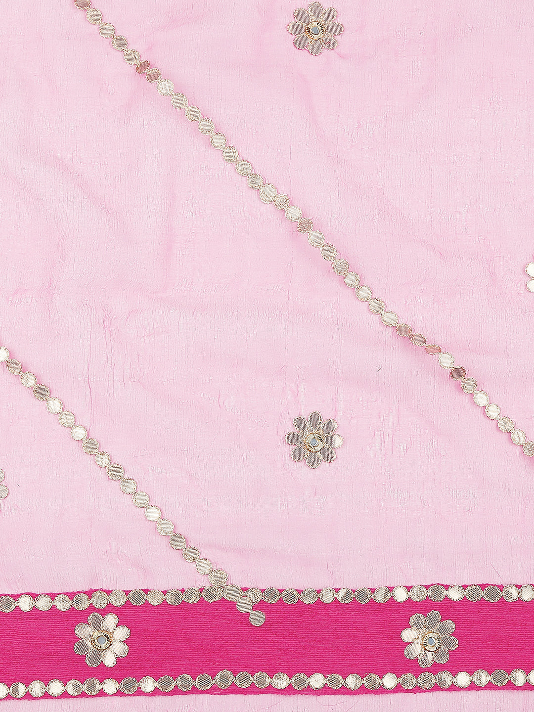 Dupatta Bazaar Woman's Pink Organza Dupatta with Gotta Patti Work. - Dupatta Bazaar
