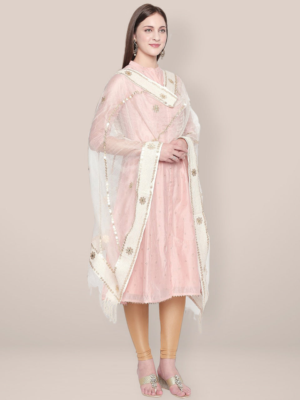 White Organza Dupatta with Gotta Patti Work. freeshipping - Dupatta Bazaar