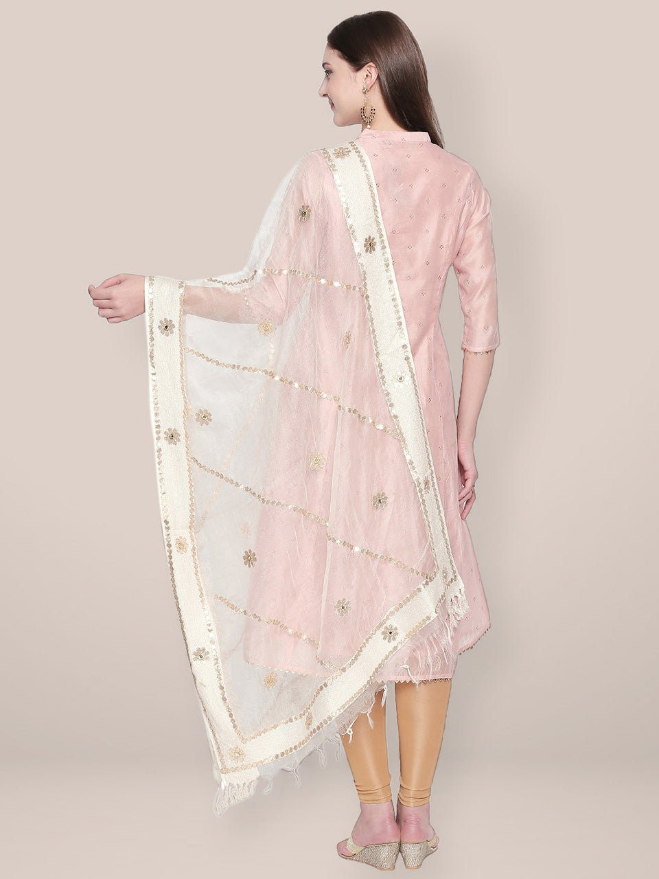 White Organza Dupatta with Gotta Patti Work. freeshipping - Dupatta Bazaar