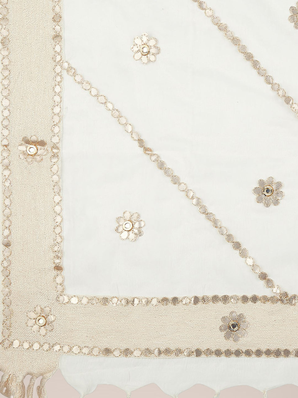 White Organza Dupatta with Gotta Patti Work. freeshipping - Dupatta Bazaar