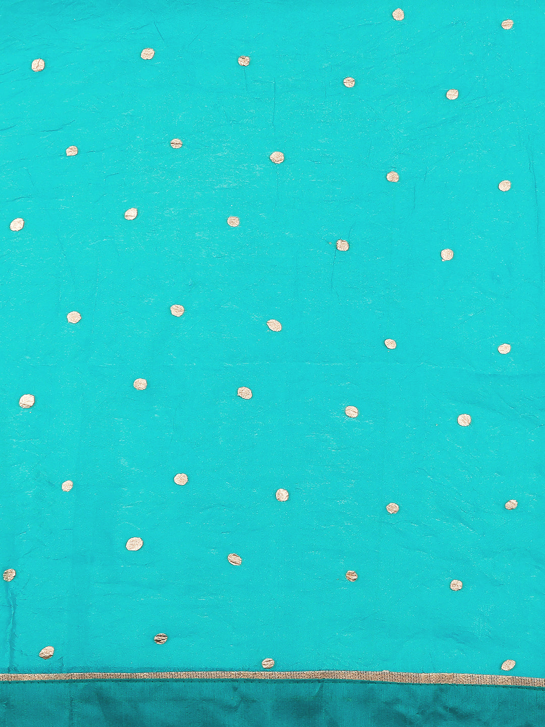 Dupatta Bazaar Woman's Printed Turquoise Blue and Gold Art Silk Dupatta. - Dupatta Bazaar
