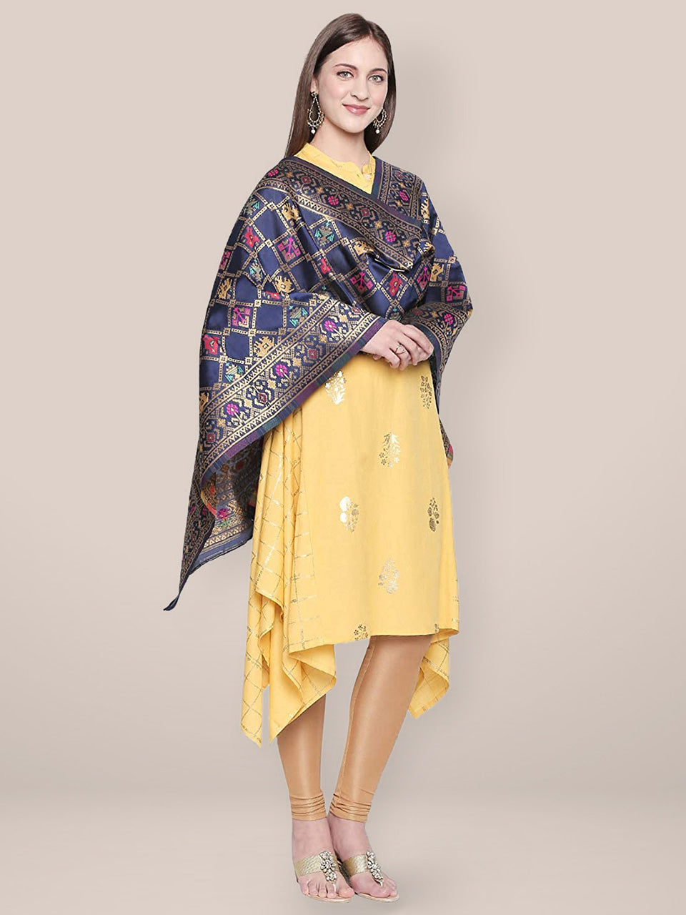Blue & Multicoloured Art Silk Dupatta. freeshipping - Dupatta Bazaar